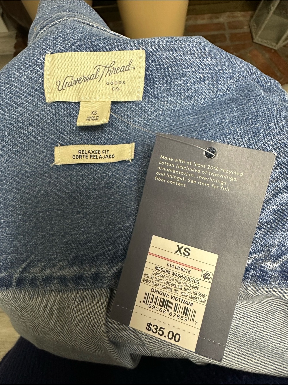 Universal Thread Light Blue Denim Shirt with Heart Patch - Picture 4 of 6